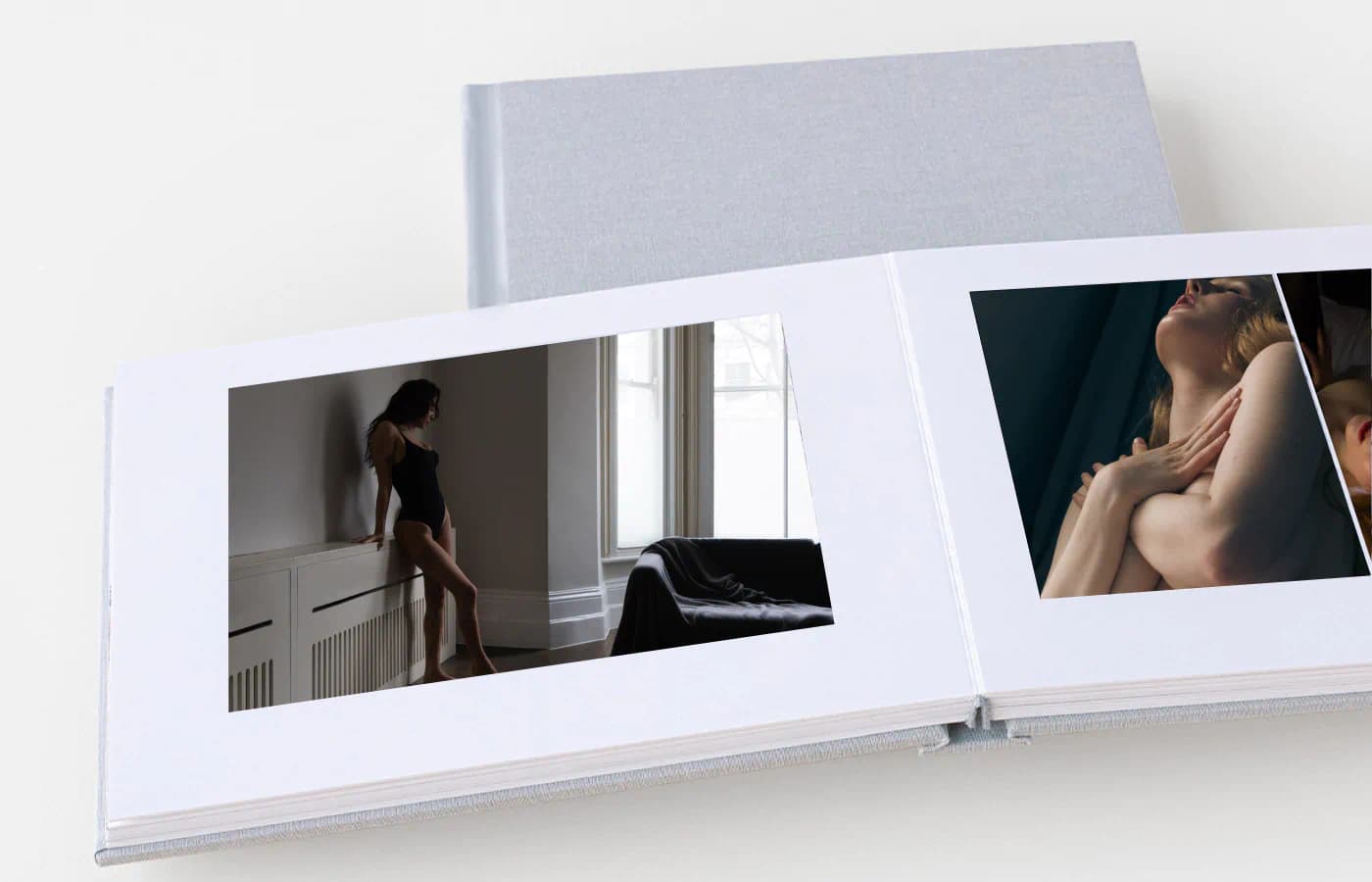 Boudoir photograph of woman lying on a kitchen counter